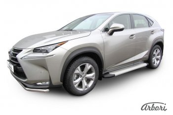 Порожки для ног Arbori Optima Silver Lexus NX300h Z10 дорестайлинг (2014-2017)