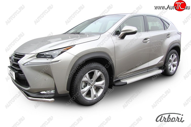 10 979 р. Порожки для ног Arbori Optima Silver Lexus NX300h Z10 дорестайлинг (2014-2017)  с доставкой в г. Набережные‑Челны