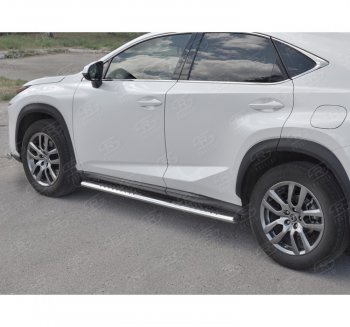 Пороги труба 120х60 Russtal (овал с проступью) Lexus NX300h Z10 дорестайлинг (2014-2017)