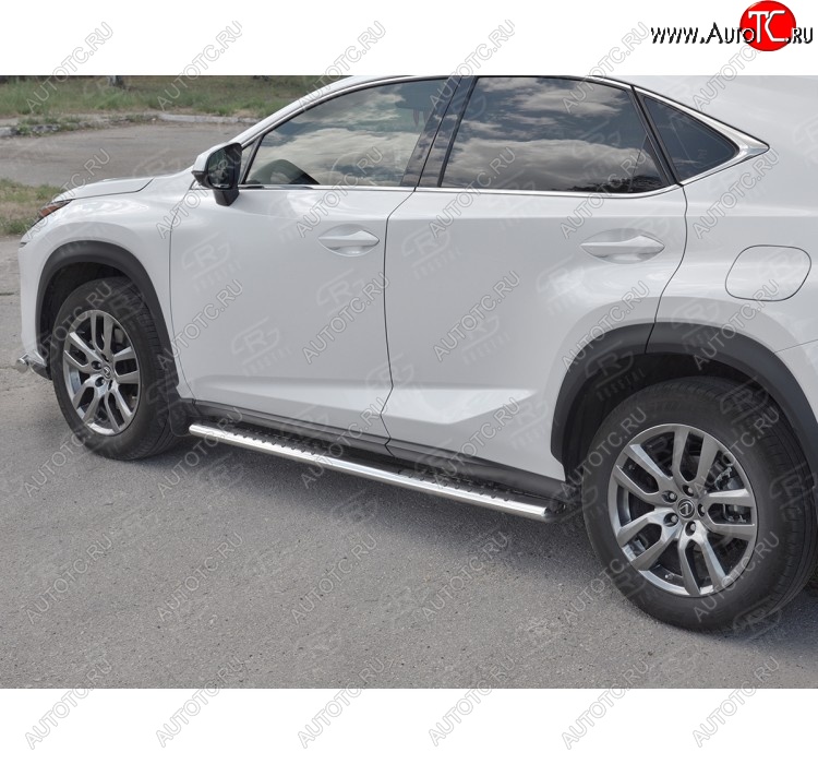 31 649 р. Пороги труба 120х60 Russtal (овал с проступью) Lexus NX300h Z10 дорестайлинг (2014-2017)  с доставкой в г. Набережные‑Челны