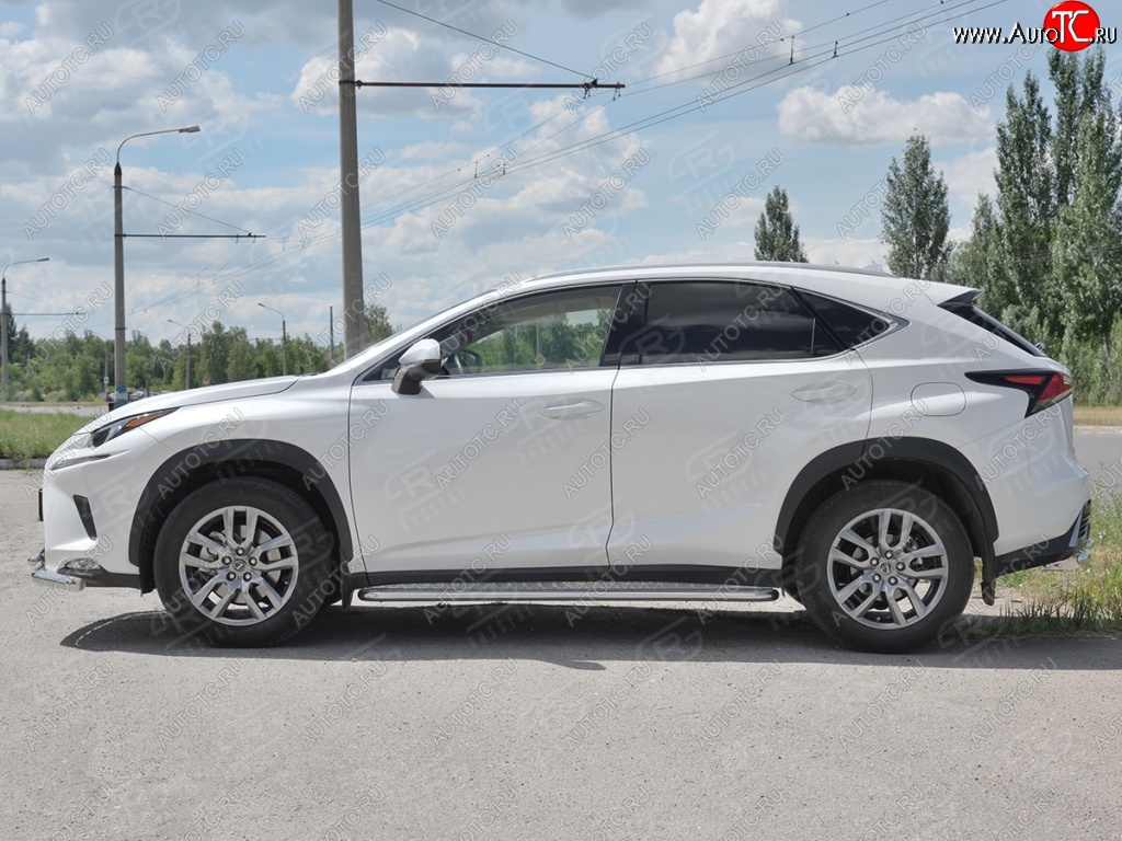 26 999 р. Порожки для ног (труба Ø42) SLITKOFF Lexus NX300h Z10 дорестайлинг (2014-2017) (лист алюм, проф. нерж)  с доставкой в г. Набережные‑Челны