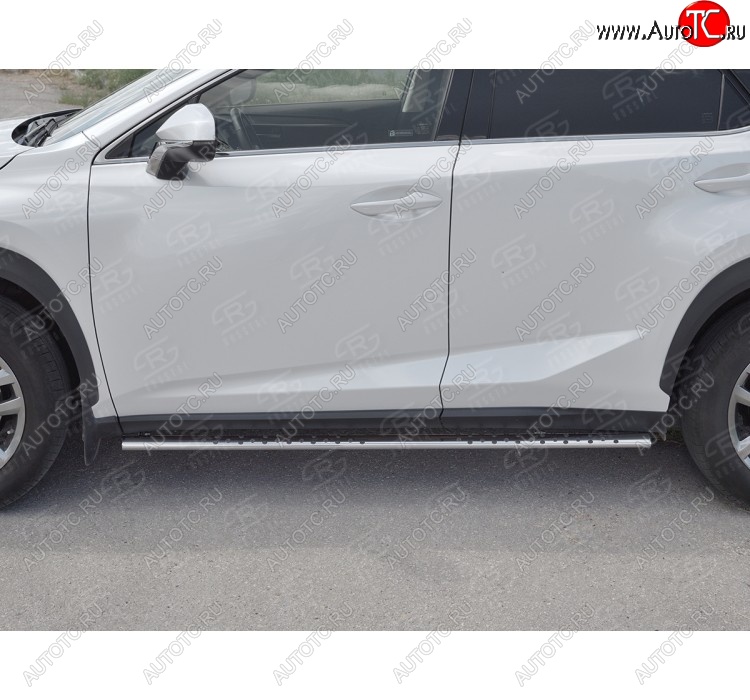 24 749 р. Пороги труба 75х42 Russtal (овал с проступью) Lexus NX300h Z10 дорестайлинг (2014-2017)  с доставкой в г. Набережные‑Челны