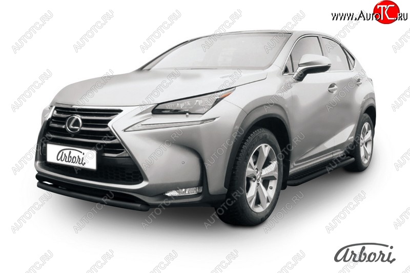 4 544 р. Защита переднего бампера Arbori (короткая, черная, 1 труба d57 mm). Lexus NX300h Z10 дорестайлинг (2014-2017)  с доставкой в г. Набережные‑Челны