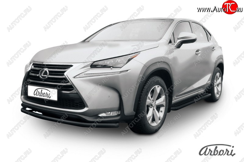 7 019 р. Защита переднего бампера Arbori (радиусная, черная, 1 труба d57 mm). Lexus NX300h Z10 дорестайлинг (2014-2017)  с доставкой в г. Набережные‑Челны