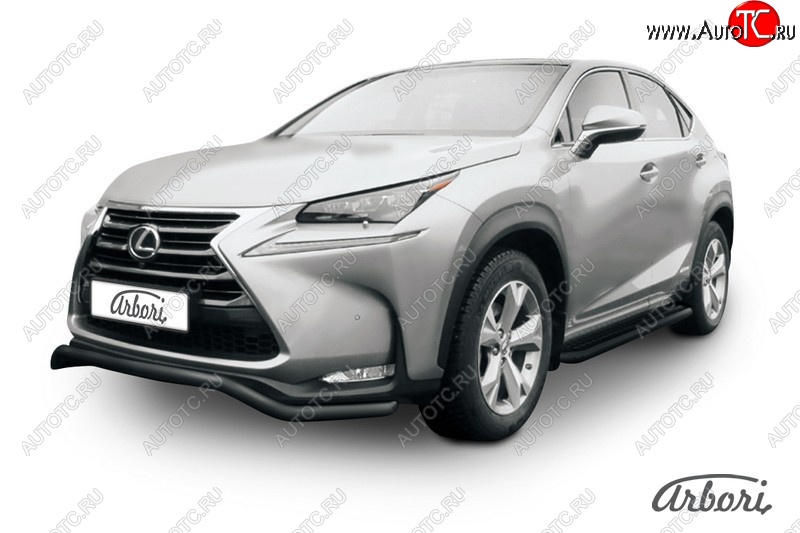 7 559 р. Защита переднего бампера Arbori (волна, черная, 1 труба d57 mm). Lexus NX300h Z10 дорестайлинг (2014-2017)  с доставкой в г. Набережные‑Челны