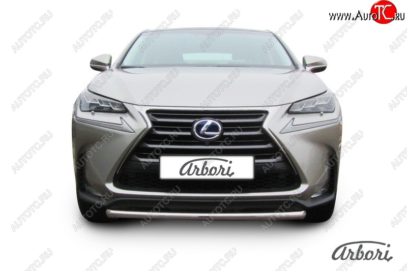 8 549 р. Защита переднего бампера Arbori (короткая, нержавейка, 1 труба d57 mm). Lexus NX300h Z10 дорестайлинг (2014-2017)  с доставкой в г. Набережные‑Челны