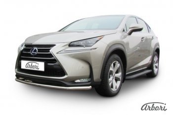 13 319 р. Защита переднего бампера Arbori (радиусная, нержавейка, 1 труба d57 mm). Lexus NX300h Z10 дорестайлинг (2014-2017)  с доставкой в г. Набережные‑Челны. Увеличить фотографию 2