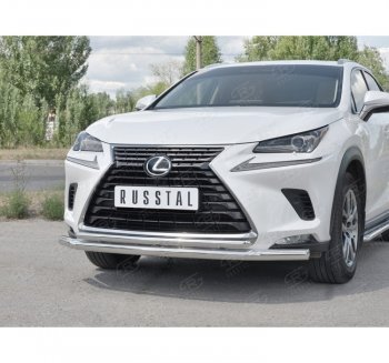 20 549 р. Защита переднего бампера (2 трубы Ø63 и 42 мм, нержавейка) SLITKOFF Lexus NX300h Z10 дорестайлинг (2014-2017)  с доставкой в г. Набережные‑Челны. Увеличить фотографию 3