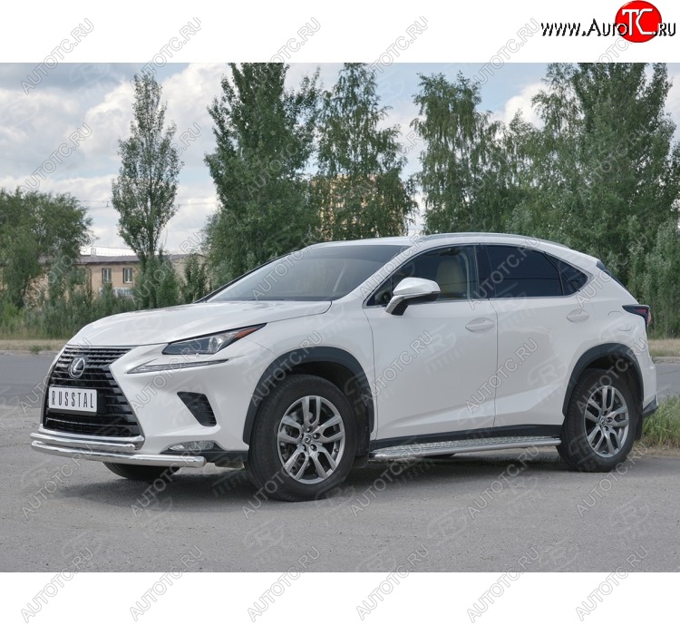 20 549 р. Защита переднего бампера (2 трубы Ø63 и 42 мм, нержавейка) SLITKOFF Lexus NX300h Z10 дорестайлинг (2014-2017)  с доставкой в г. Набережные‑Челны