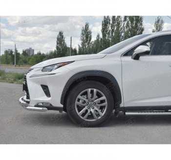 25 599 р. Защита переднего бампера (Ø63 мм с клыками, нержавейка) SLITKOFF Lexus NX300h Z10 дорестайлинг (2014-2017)  с доставкой в г. Набережные‑Челны. Увеличить фотографию 2