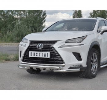 25 599 р. Защита переднего бампера (Ø63 мм с клыками, нержавейка) SLITKOFF Lexus NX300h Z10 дорестайлинг (2014-2017)  с доставкой в г. Набережные‑Челны. Увеличить фотографию 3