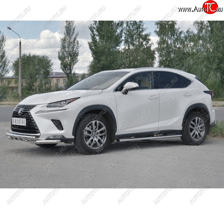 25 599 р. Защита переднего бампера (Ø63 мм с клыками, нержавейка) SLITKOFF Lexus NX300h Z10 дорестайлинг (2014-2017)  с доставкой в г. Набережные‑Челны