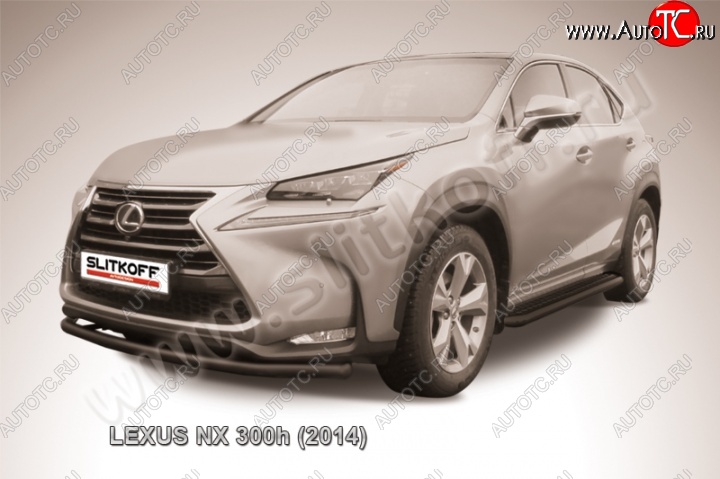 10 449 р. Защита переднего бампера из трубы d57 Slitkoff (радиусная)  Lexus NX300h  Z10 (2014-2017) дорестайлинг (Цвет: серебристый)  с доставкой в г. Набережные‑Челны