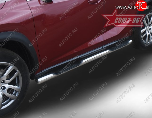 18 089 р. Защита порогов с проступью Souz-96 (d76) Lexus NX300h Z10 дорестайлинг (2014-2017)  с доставкой в г. Набережные‑Челны