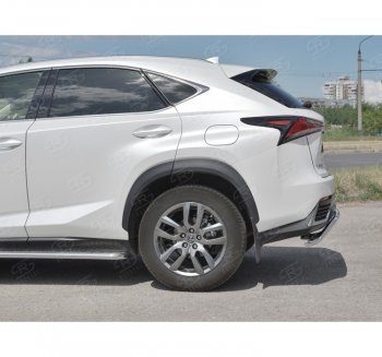 17 749 р. Защита заднего бампера (Ø42 мм волна, нержавейка) SLITKOFF  Lexus NX300h  Z10 (2014-2017) дорестайлинг  с доставкой в г. Набережные‑Челны. Увеличить фотографию 2