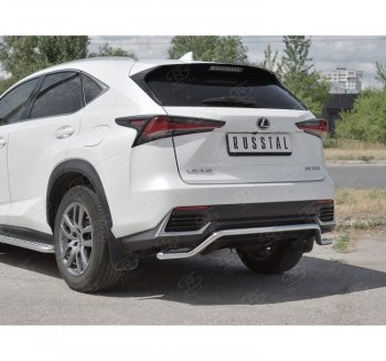 17 749 р. Защита заднего бампера (Ø42 мм волна, нержавейка) SLITKOFF  Lexus NX300h  Z10 (2014-2017) дорестайлинг  с доставкой в г. Набережные‑Челны. Увеличить фотографию 3