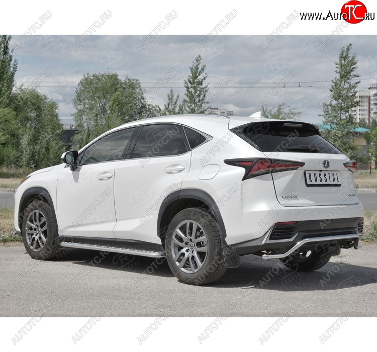 17 749 р. Защита заднего бампера (Ø42 мм волна, нержавейка) SLITKOFF  Lexus NX300h  Z10 (2014-2017) дорестайлинг  с доставкой в г. Набережные‑Челны