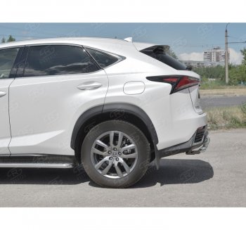 21 849 р. Защита заднего бампера (2 трубы Ø63 и 42 мм, нержавейка) SLITKOFF Lexus NX300h Z10 дорестайлинг (2014-2017)  с доставкой в г. Набережные‑Челны. Увеличить фотографию 2