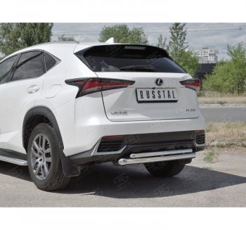 21 849 р. Защита заднего бампера (2 трубы Ø63 и 42 мм, нержавейка) SLITKOFF Lexus NX300h Z10 дорестайлинг (2014-2017)  с доставкой в г. Набережные‑Челны. Увеличить фотографию 3