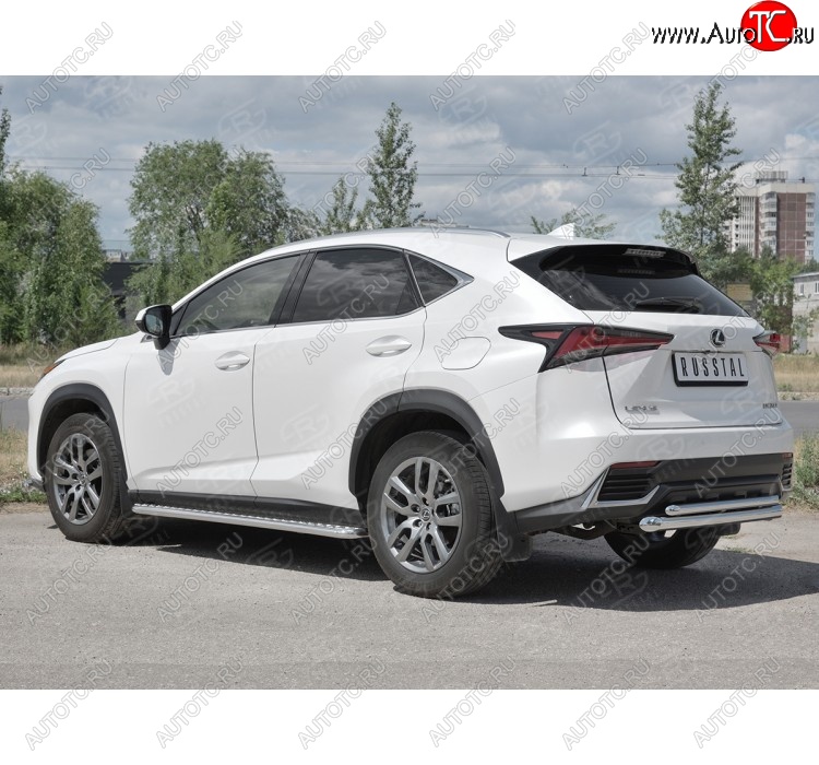 21 849 р. Защита заднего бампера (2 трубы Ø63 и 42 мм, нержавейка) SLITKOFF Lexus NX300h Z10 дорестайлинг (2014-2017)  с доставкой в г. Набережные‑Челны