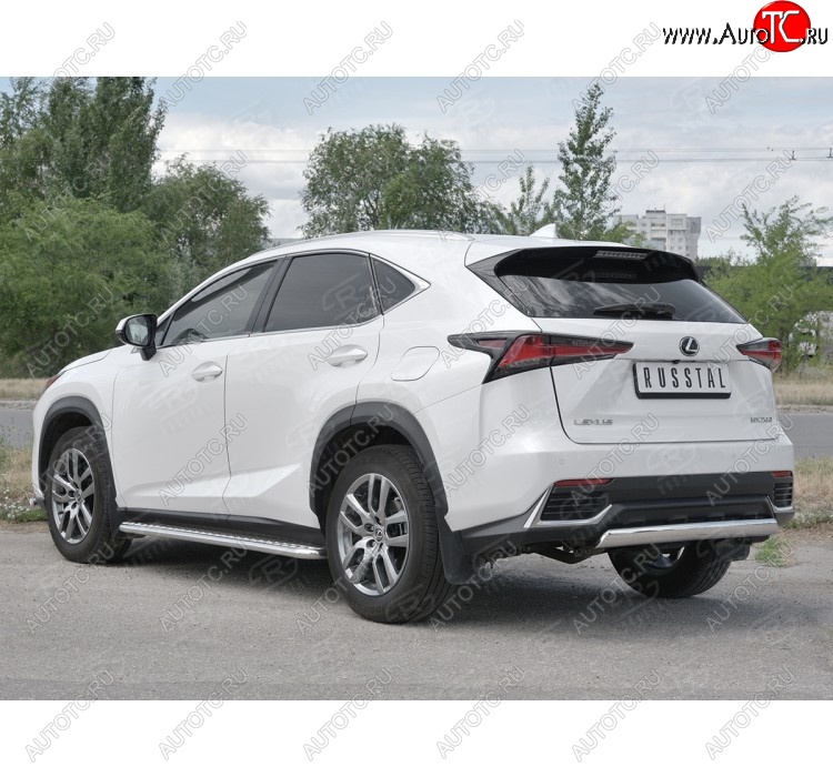 9 649 р. Защита заднего бампера (Ø75х42 мм, нержавейка) Russtal Lexus NX300h Z10 дорестайлинг (2014-2017)  с доставкой в г. Набережные‑Челны