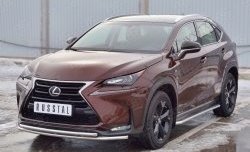 18 999 р. Защита переднего бампера (2 трубыØ42 мм, нержавейка) SLITKOFF  Lexus NX200  Z10 (2014-2017) дорестайлинг  с доставкой в г. Набережные‑Челны. Увеличить фотографию 2