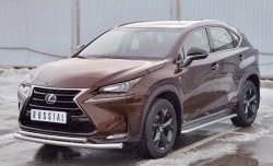 20 849 р. Защита переднего бампера (2 трубыØ63 и 42 мм, нержавейка) SLITKOFF Lexus NX200 Z10 дорестайлинг (2014-2017)  с доставкой в г. Набережные‑Челны. Увеличить фотографию 2