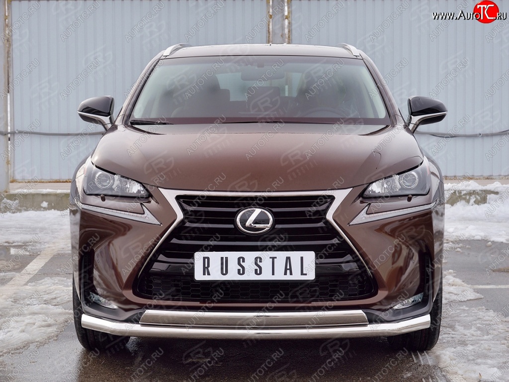 21 349 р. Защита переднего бампера (2 трубыØ63 и 75х42 мм, нержавейка) Russtal Lexus NX200 Z10 дорестайлинг (2014-2017)  с доставкой в г. Набережные‑Челны