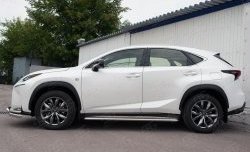 26 999 р. Порожки для ног (Ø42) SLITKOFF Lexus NX200 Z10 дорестайлинг (2014-2017) (лист - алюминий, профиль - нержавейка)  с доставкой в г. Набережные‑Челны. Увеличить фотографию 2