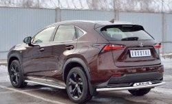 20 899 р. Защита заднего бампера (Ø63 мм с надписью, нержавейка) SLITKOFF Lexus NX200 Z10 дорестайлинг (2014-2017)  с доставкой в г. Набережные‑Челны. Увеличить фотографию 2