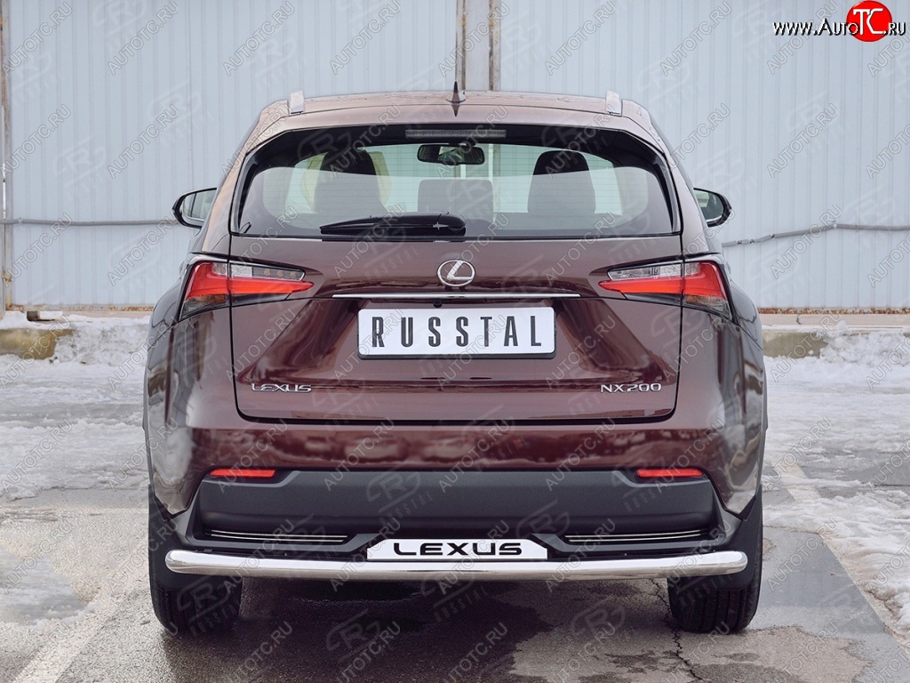 20 899 р. Защита заднего бампера (Ø63 мм с надписью, нержавейка) SLITKOFF Lexus NX200 Z10 дорестайлинг (2014-2017)  с доставкой в г. Набережные‑Челны