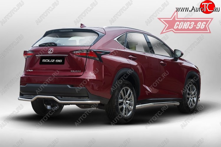 14 084 р. Волнистая защита заднего бампера d42 ( одна выхлопная труба ) Souz-96 Lexus NX200 Z10 дорестайлинг (2014-2017)  с доставкой в г. Набережные‑Челны