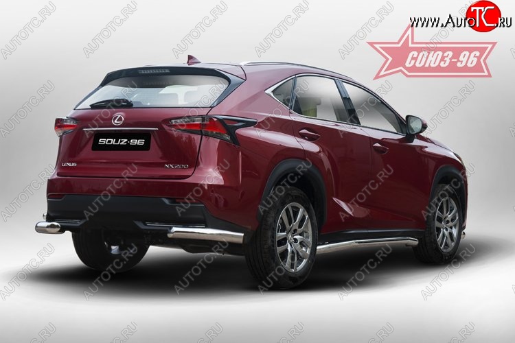 13 679 р. Угловая защита заднего бампера (d60) ( одна выхлопная труба ) Souz-96 Lexus NX200 Z10 дорестайлинг (2014-2017)  с доставкой в г. Набережные‑Челны