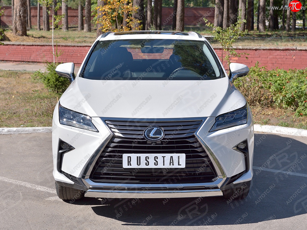 20 999 р. Защита переднего бампера (Ø75х42 мм, нержавейка, кроме F-Sport) Russtal Lexus RX350L AL20 рестайлинг (2019-2022)  с доставкой в г. Набережные‑Челны