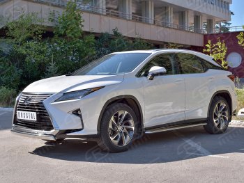 20 999 р. Защита переднего бампера (Ø75х42 мм, нержавейка, кроме F-Sport) Russtal Lexus RX350L AL20 рестайлинг (2019-2022)  с доставкой в г. Набережные‑Челны. Увеличить фотографию 2