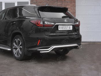 17 499 р. Защита заднего бампера (Ø42 мм волна, нержавейка, NOT F-SPORT) SLITKOFF  Lexus RX350L  AL20 (2017-2022) дорестайлинг, рестайлинг  с доставкой в г. Набережные‑Челны. Увеличить фотографию 2