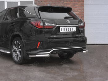 Защита заднего бампера (Ø63 уголки, нержавейка, NOT F-SPORT) SLITKOFF Lexus (Лексус) RX350L (РХ)  AL20 (2017-2022) AL20 дорестайлинг, рестайлинг