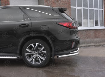 17 949 р. Защита заднего бампера (Ø63 уголки, нержавейка, NOT F-SPORT) SLITKOFF Lexus RX350L AL20 дорестайлинг (2017-2019)  с доставкой в г. Набережные‑Челны. Увеличить фотографию 2