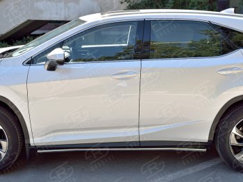 17 299 р. Защита порогов (Ø42 мм, нержавейка, кроме F-Sport) SLITKOFF Lexus RX350L AL20 дорестайлинг (2017-2019) (Металлические торцы под 90°)  с доставкой в г. Набережные‑Челны. Увеличить фотографию 2