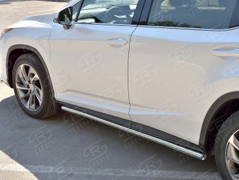 22 499 р. Защита порогов (Ø63 мм, нержавейка, кроме F-sport) SLITKOFF  Lexus RX350L  AL20 (2017-2022) дорестайлинг, рестайлинг (Металлические торцы под 90°)  с доставкой в г. Набережные‑Челны. Увеличить фотографию 2