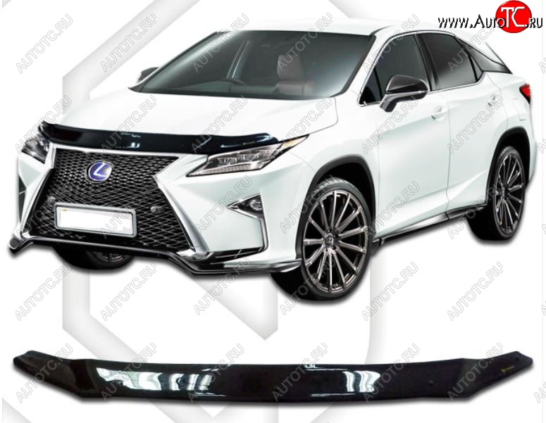 2 199 р. Дефлектор капота CA-Plastiс  Lexus RX  200T - RX350  AL20 (Classic черный, Без надписи)  с доставкой в г. Набережные‑Челны