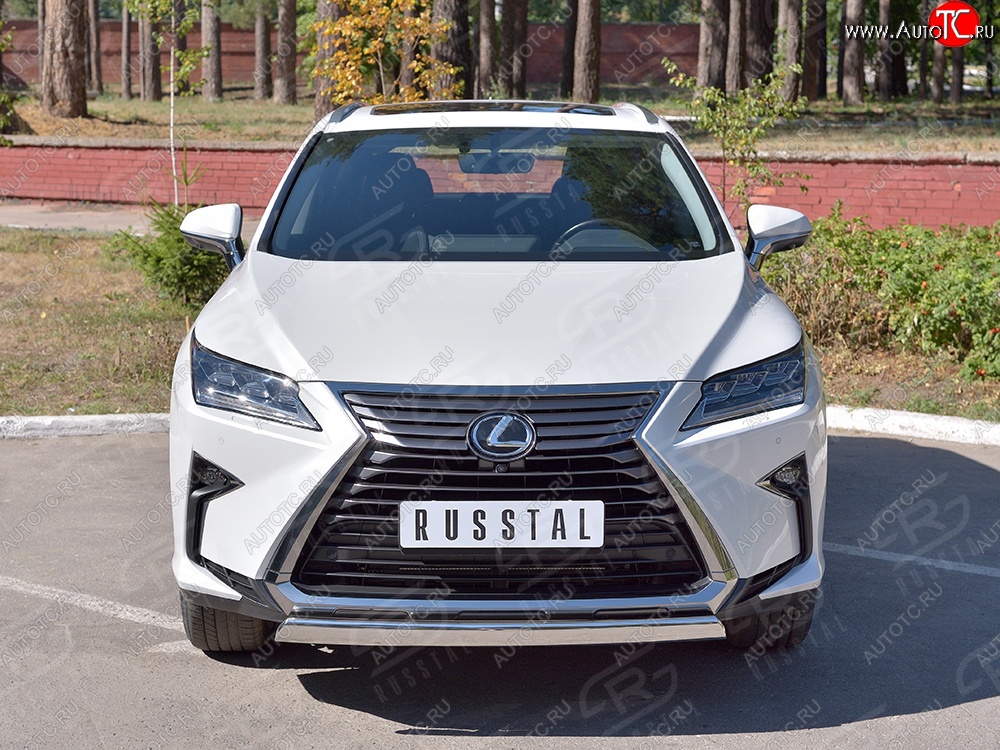 15 649 р. Защита переднего бампера (Ø75х42 мм, нержавейка) Russtal Lexus RX 200T AL20 дорестайлинг (2015-2017)  с доставкой в г. Набережные‑Челны