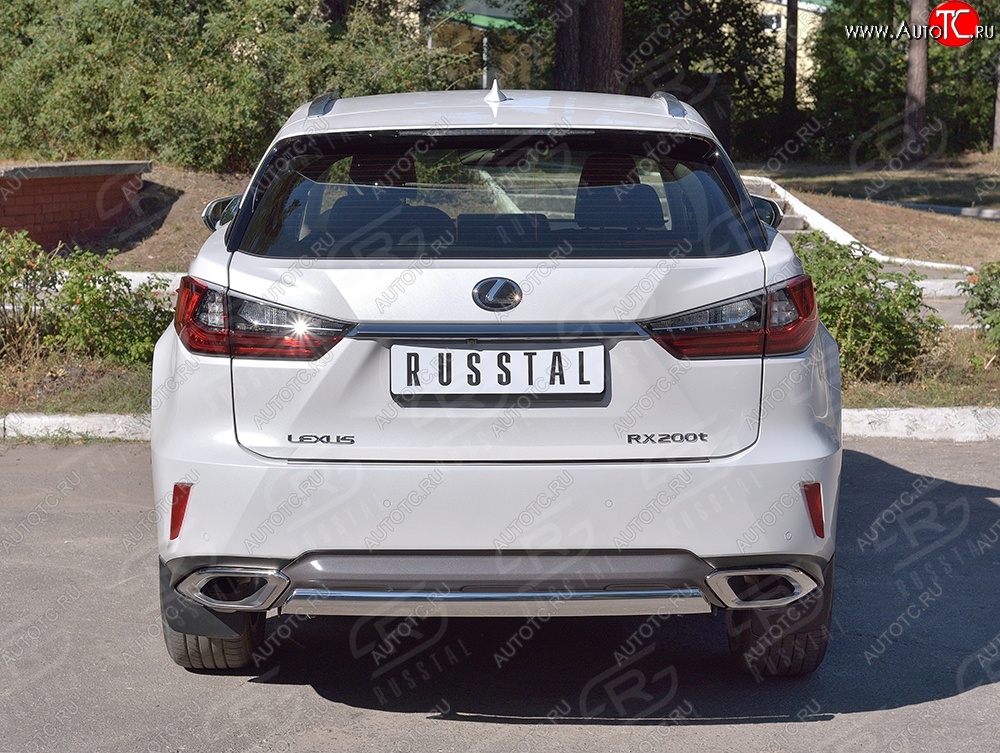 15 649 р. Защита заднего бампера (Ø75x42 мм, нержавейка) Russtal Lexus RX 200T AL20 дорестайлинг (2015-2017)  с доставкой в г. Набережные‑Челны