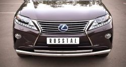 17 999 р. Защита переднего бампера (2 трубыØ63 и 42 мм, нержавейка) SLITKOFF Lexus RX350 AL10 дорестайлинг (2008-2012)  с доставкой в г. Набережные‑Челны. Увеличить фотографию 2