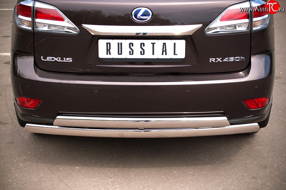 23 999 р. Защита заднего бампера (2 трубы Ø76х42 мм, нержавейка) Russtal Lexus RX450H AL10 дорестайлинг (2009-2012)  с доставкой в г. Набережные‑Челны