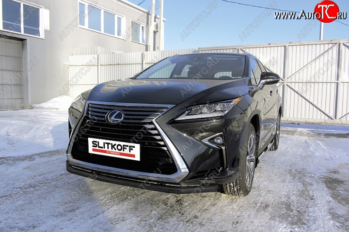 11 449 р. Защита переднего бампер Slitkoff  Lexus RX350  AL20 (2015-2019) дорестайлинг (Цвет: серебристый)  с доставкой в г. Набережные‑Челны