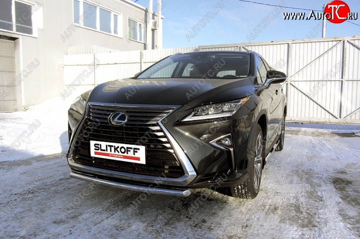 14 999 р. Защита переднего бампера из короткой трубы диаметром 57 мм Slitkoff  Lexus RX350  AL20 (2015-2019) дорестайлинг (Нержавейка, Полированная)  с доставкой в г. Набережные‑Челны