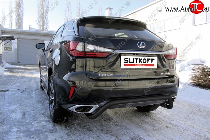 11 299 р. Защита задняя Slitkoff Lexus RX350 AL20 дорестайлинг (2015-2019) (Цвет: серебристый)  с доставкой в г. Набережные‑Челны