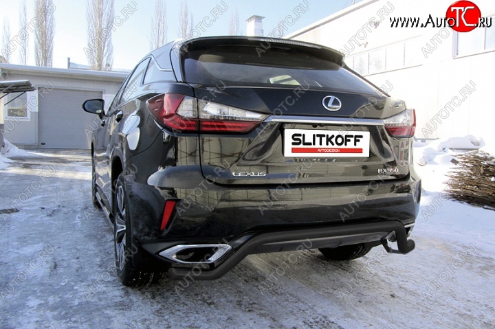 11 299 р. Защита задняя Slitkoff Lexus RX350 AL20 дорестайлинг (2015-2019) (Цвет: серебристый)  с доставкой в г. Набережные‑Челны