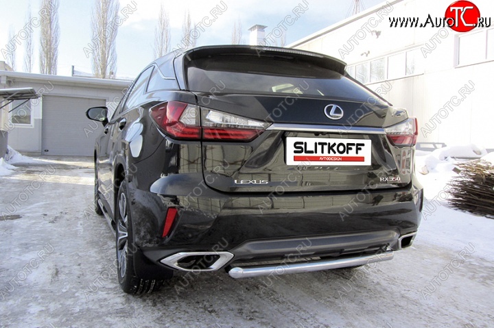 12 799 р. Защита заднего бампера из короткой трубы диаметром 57 мм Slitkoff Lexus RX350 AL20 дорестайлинг (2015-2019) (Нержавейка, Полированная)  с доставкой в г. Набережные‑Челны